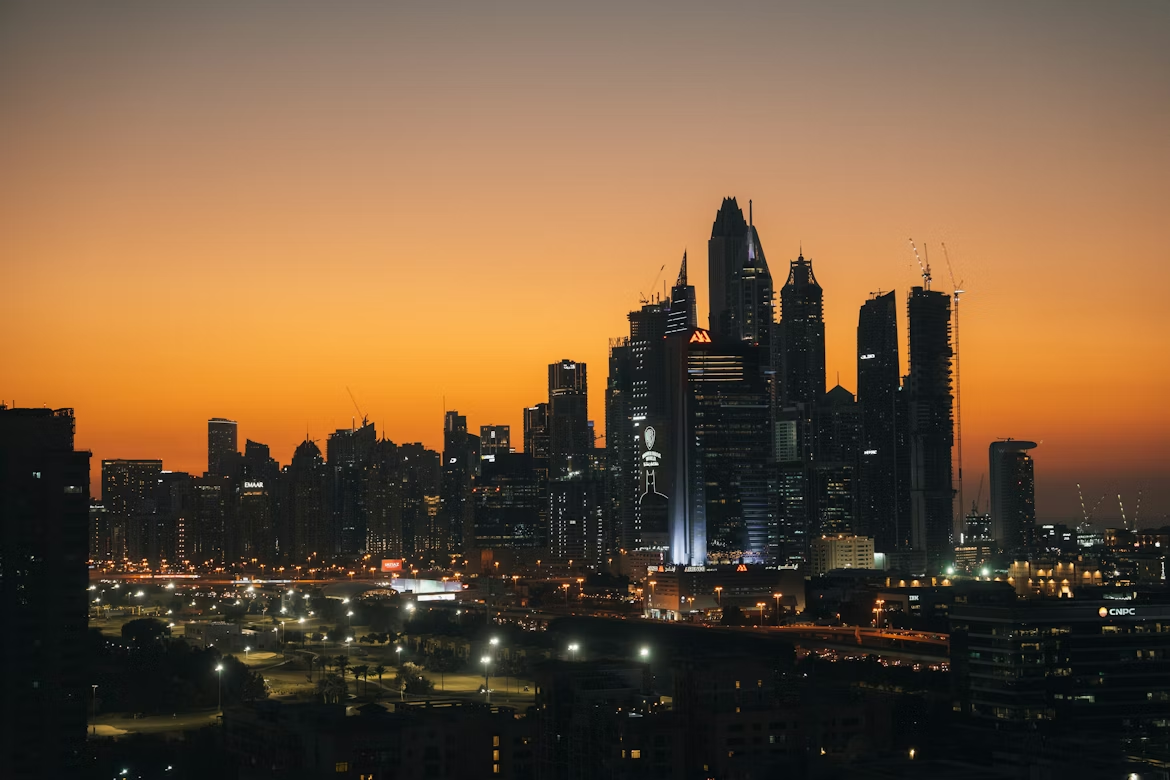 Dubai skyline at dusk